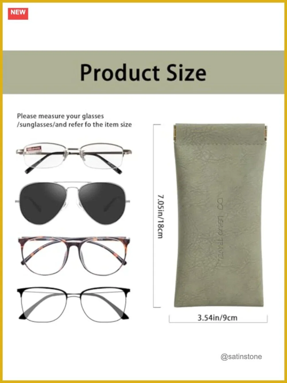 3-Piece PU Leather Eyeglass Case Set with Squeeze Top Closure, Soft Lined